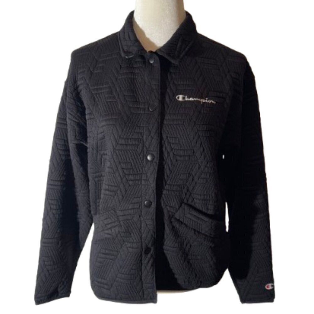 Champion Women's XS Quilted Lightweight Black Snap Jacket